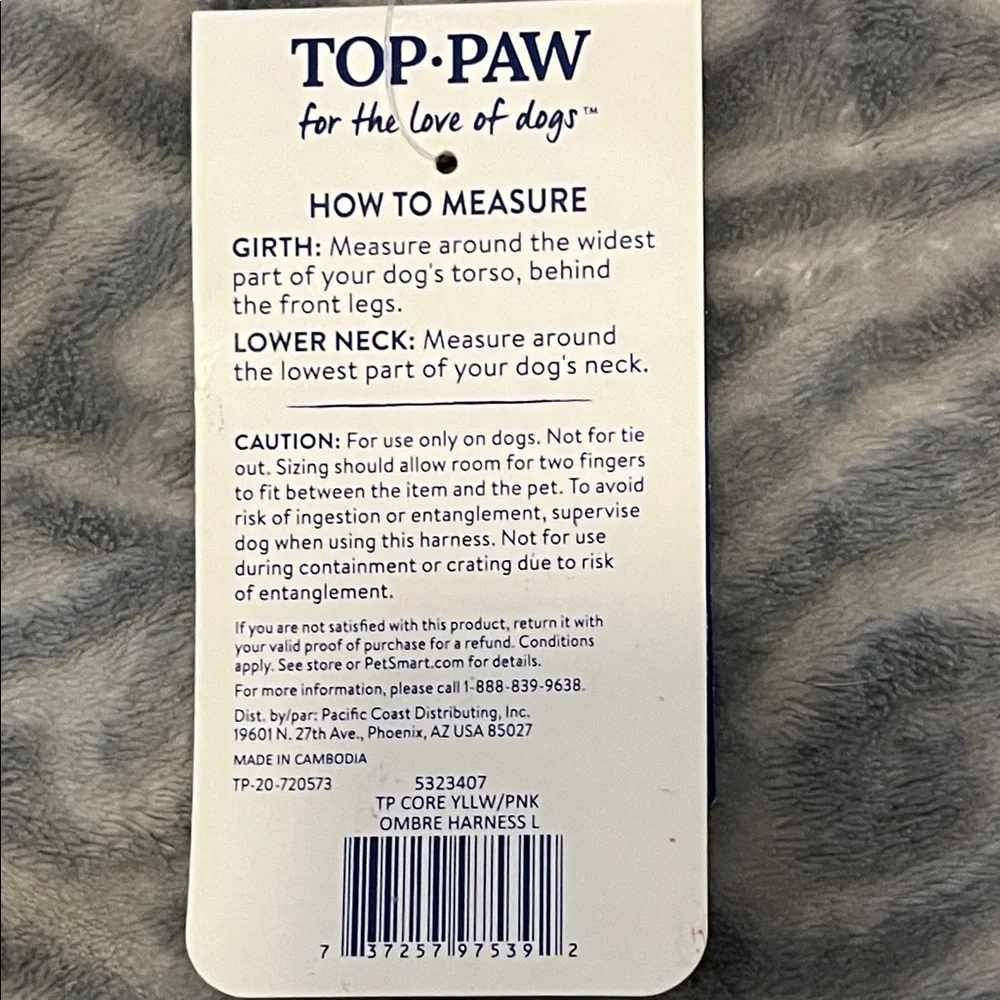 Dog Step-In Harness by Top Paw in ombré pink & orange NWT